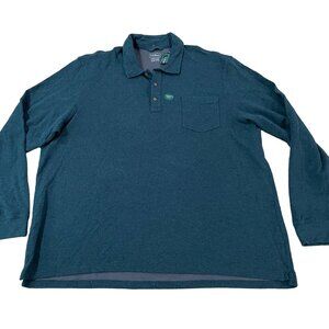 L.L. Bean Double Knit Polo Shirt Men's Size XXXL Pine Green Long Sleeve 520383